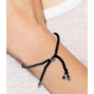 David Yurman Black Silk And Sterling Silver Twist Bracelet
